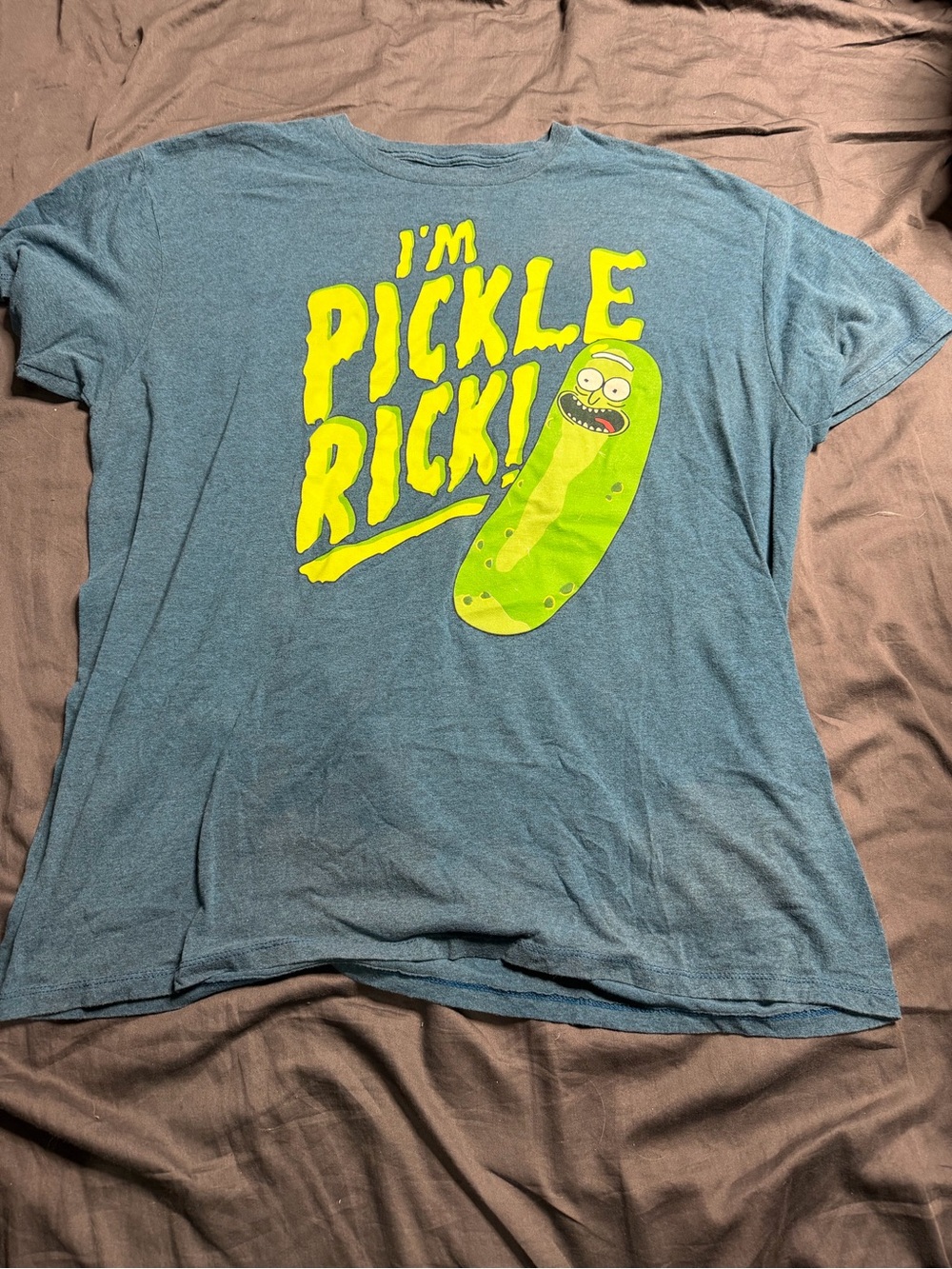 Ripple Junction Blue Tee with Neon Green "I'm Pickle Rick" Graphic